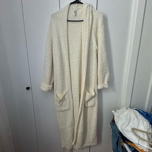 Cozy Cream Long Fuzzy Skims Robe